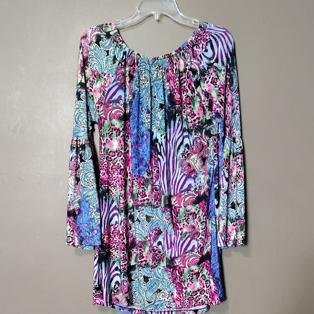 West Loop Bright Multi Patterned Blouse Size XL